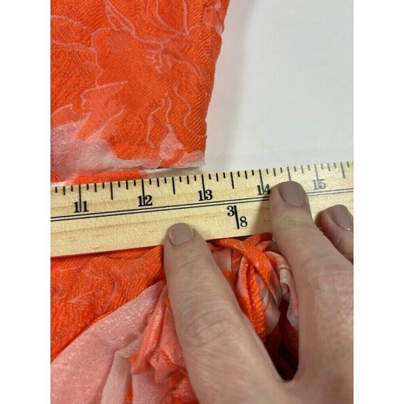 Showpo Hailey Brailey One Shoulder Mini Dress Orange White Sheer Floral 4 - Picture 8 of 16